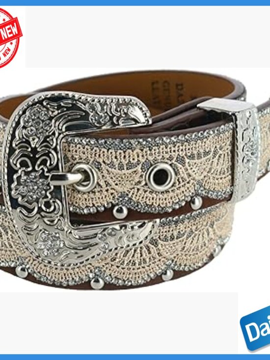 Western Lace Overlay Belt Size XL 1.25 Inch Width Dry Clean